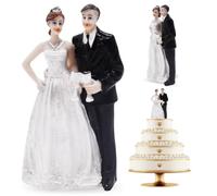 Figuras Novios Tarta PyrrlicToy Decoración de Pastel de Boda Resina Figura Decorativa de Pareja de Novios Decoración de San Valentín Decoracións del Hogar