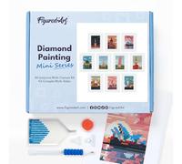 Figured’Art Mini Serie Diamond Painting - Caja Premium 10 lienzos de 15x18cm Ciudades del Mundo - Punto de Cruz Diamante con Diamantes Cuadrados - Kit Completo 5D DIY para Adultos