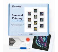 Figured’Art Mini Serie Diamond Painting - Caja Premium 12 lienzos de 15x15cm Animales - Punto de Cruz Diamante con Diamantes Cuadrados - Kit Completo 5D DIY para Adultos
