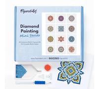 Figured’Art Mini Serie Diamond Painting - Caja Premium 12 lienzos de 15x15cm Mandalas - Punto de Cruz Diamante con Diamantes Cuadrados - Kit Completo 5D DIY para Adultos