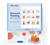 Figured’Art Mini Serie Diamond Painting - Caja Premium 12 lienzos de 15x18cm Feliz Cumpleaños - Punto de Cruz Diamante con Diamantes Cuadrados - Kit Completo 5D DIY para Adultos
