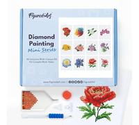 Figured’Art Mini Serie Diamond Painting - Caja Premium 12 lienzos de 15x18cm Flores 2 - Punto de Cruz Diamante con Diamantes Cuadrados - Kit Completo 5D DIY para Adultos