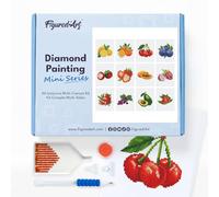 Figured’Art Mini Serie Diamond Painting - Caja Premium 12 lienzos de 15x18cm Frutas - Punto de Cruz Diamante con Diamantes Cuadrados - Kit Completo 5D DIY para Adultos