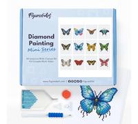 Figured’Art Mini Serie Diamond Painting - Caja Premium 12 lienzos de 15x18cm Mariposas 3 - Punto de Cruz Diamante con Diamantes Cuadrados - Kit Completo 5D DIY para Adultos