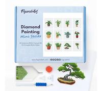 Figured’Art Mini Serie Diamond Painting - Caja Premium 12 lienzos de 15x18cm Plantas 3 - Punto de Cruz Diamante con Diamantes Cuadrados - Kit Completo 5D DIY para Adultos