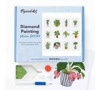 Figured’Art Mini Serie Diamond Painting - Caja Premium 12 lienzos de 15x18cm Plantas - Punto de Cruz Diamante con Diamantes Cuadrados - Kit Completo 5D DIY para Adultos