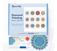 Figured’Art Mini Serie Diamond Painting - Caja Premium 12 lienzos de 15x18cm Rosetones - Punto de Cruz Diamante con Diamantes Cuadrados - Kit Completo 5D DIY para Adultos