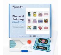 Figured’Art Mini Serie Diamond Painting - Caja Premium 12 lienzos de 15x18cm Vintage - Punto de Cruz Diamante con Diamantes Cuadrados - Kit Completo 5D DIY para Adultos