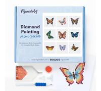 Figured’Art Mini Serie Diamond Painting - Caja Premium 9 lienzos de 15x15cm Mariposas - Punto de Cruz Diamante con Diamantes Cuadrados - Kit Completo 5D DIY para Adultos