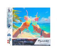 Figured'Art Diamond Painting Bordado Diamante 40 x 50 cm Lona entera enrollada con diamantes de imitación perlas cuadradas - Tostada de playa - Kit completo 5D DIY Actividad Manual Ocio Creativo