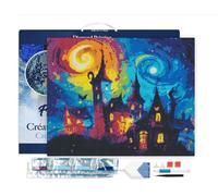 Figured'Art Diamond Painting Kit completo con marco - Cuadro 40x50cm de Pintura de Diamante - Bastidor montado - diamantes cuadrados - Castillo Fantasía - 5D DIY Manualidades Adultos
