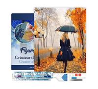 Figured'Art Diamond Painting Kit completo con marco - Cuadro 40x50cm de Pintura de Diamante - Bastidor montado - diamantes de imitación cuadrados - Mujer en la lluvia - 5D DIY Manualidades Adultos
