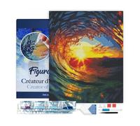 Figured'Art Diamond Painting Kit completo con marco - Cuadro 40x50cm de Pintura de Diamante - Bastidor montado - diamantes cuadrados - La Ola y el Atardecer - 5D DIY Manualidades Adultos