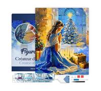 Figured'Art Diamond Painting Kit completo con marco - Cuadro 40x50cm de Pintura de Diamante - Bastidor montado - diamantes cuadrados - Oración en Nochebuena - 5D DIY Manualidades Adultos