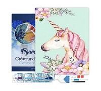 Figured'Art Diamond Painting Kit completo con marco - Cuadro 40x50cm de Pintura de Diamante - Bastidor montado - diamantes de imitación cuadrados - Dibujo del unicornio - 5D DIY Manualidades Adultos