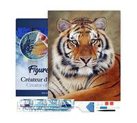 Figured'Art Diamond Painting Kit completo con marco - Cuadro 40x50cm de Pintura de Diamante - Bastidor montado - diamantes de imitación cuadrados - Ojo de Tigre - 5D DIY Manualidades Creativas Adultos