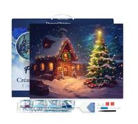Figured'Art Diamond Painting Kit completo con marco - Cuadro 40x50cm de Pintura de Diamante - Bastidor montado - diamantes cuadrados - Cabaña navideña nevada - 5D DIY Manualidades Adultos
