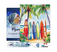 Figured'Art Diamond Painting Kit completo con marco - Cuadro 40x50cm de Pintura de Diamante - Bastidor montado - diamantes cuadrados - Tablas de surf coloridas - 5D DIY Manualidades Adultos