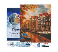 Figured'Art Diamond Painting Kit completo con marco - Cuadro 40x50cm de Pintura de Diamante - Bastidor montado - diamantes cuadrados - Sol en Ámsterdam - 5D DIY Manualidades Adultos