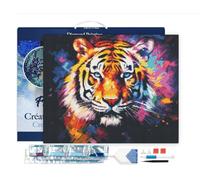 Figured'Art Diamond Painting Kit completo con marco - Cuadro 40x50cm de Pintura de Diamante - Bastidor montado - diamantes cuadrados - Tigre Abstracto Colorido - 5D DIY Manualidades Adultos