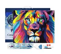 Figured'Art Diamond Painting Kit completo con marco - Cuadro 40x50cm de Pintura de Diamante - Bastidor montado - diamantes de imitación cuadrados - León del arte pop - 5D DIY Manualidades Adultos