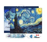 Figured'Art Diamond Painting Kit completo con marco - Cuadro 40x50cm de Pintura de Diamante - Bastidor montado - diamantes de imitación cuadrados - Noche estrellada - Van Gogh - 5D DIY Manualidades