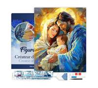 Figured'Art Diamond Painting Kit completo con marco - Cuadro 40x50cm de Pintura de Diamante - Bastidor montado - diamantes cuadrados - Sagrada Familia - 5D DIY Manualidades Adultos