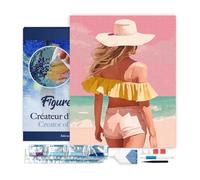 Figured'Art Diamond Painting Kit completo con marco - Cuadro 40x50cm de Pintura de Diamante - Bastidor montado - diamantes cuadrados - Belleza junto al mar - 5D DIY Manualidades Adultos
