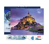 Figured'Art Diamond Painting Kit completo con marco - Cuadro 40x50cm de Pintura de Diamante - Bastidor montado - diamantes de imitación cuadrados - Le Mont Saint Michel - 5D DIY Manualidades Adultos