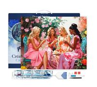 Figured'Art Diamond Painting Kit completo con marco - Cuadro 40x50cm de Pintura de Diamante - Bastidor montado - diamantes cuadrados - Brindis de las Divas en el Jardín - 5D DIY Manualidades Adultos