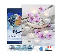Figured'Art Diamond Painting Kit completo con marco - Cuadro 40x50cm de Pintura de Diamante - Bastidor montado - diamantes de imitación cuadrados - Flores y velas - 5D DIY Manualidades Adultos