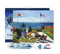 Figured'Art Diamond Painting Kit completo con marco - Cuadro 40x50cm Pintura de Diamante - Bastidor montado - diamantes de imitación cuadrados - La terraza en Sainte -adresse - Monet