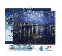 Figured'Art Diamond Painting Kit completo con marco - Cuadro 40x50cm Pintura de Diamante - Bastidor montado - diamantes de imitación cuadrados - Noche estrellada de Van Gogh sobre el Ródano