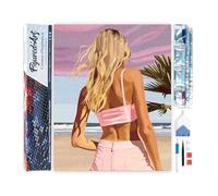 Figured'Art Diamond Painting Kit completo - Cuadro 40x50cm de Pintura de Diamante - Lienzo enrollado con diamantes cuadrados - Belleza al atardecer - 5D DIY Manualidades Adultos