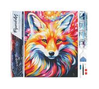 Figured'Art Diamond Painting Kit completo - Cuadro 40x50cm de Pintura de Diamante - Lienzo enrollado con diamantes cuadrados - Zorro Abstracto Colorido - 5D DIY Manualidades Adultos