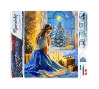 Figured'Art Diamond Painting Kit completo - Cuadro 40x50cm de Pintura de Diamante - Lienzo enrollado con diamantes cuadrados - Oración en Nochebuena - 5D DIY Manualidades Adultos