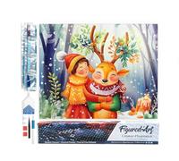 Figured'Art Diamond Painting Kit completo - Cuadro 40x50cm de Pintura de Diamante - Lienzo enrollado con diamantes cuadrados - Amigos del bosque navideño - 5D DIY Manualidades Adultos
