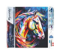 Figured'Art Diamond Painting Kit completo - Cuadro 40x50cm de Pintura de Diamante - Lienzo enrollado con diamantes cuadrados - Caballo Abstracto Colorido - 5D DIY Manualidades Adultos