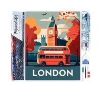 Figured'Art Diamond Painting Kit completo - Cuadro 40x50cm de Pintura de Diamante - Lienzo enrollado con diamantes cuadrados - Póster de viaje Londres - 5D DIY Manualidades Adultos