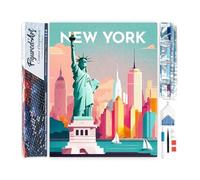Figured'Art Diamond Painting Kit completo - Cuadro 40x50cm de Pintura de Diamante - Lienzo enrollado con diamantes cuadrados - Póster de viaje Nueva York - 5D DIY Manualidades Adultos