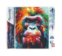 Figured'Art Diamond Painting Kit completo - Cuadro 40x50cm de Pintura de Diamante - Lienzo enrollado con diamantes cuadrados - Orangután Abstracto Colorido - 5D DIY Manualidades Adultos