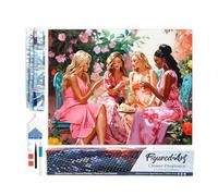 Figured'Art Diamond Painting Kit completo - Cuadro 40x50cm de Pintura de Diamante - Lienzo enrollado con diamantes cuadrados - Brindis de las Divas en el Jardín - 5D DIY Manualidades Adultos