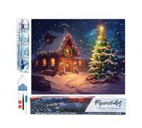 Figured'Art Diamond Painting Kit completo - Cuadro 40x50cm de Pintura de Diamante - Lienzo enrollado con diamantes cuadrados - Cabaña navideña nevada - 5D DIY Manualidades Adultos
