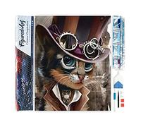 Figured'Art Diamond Painting Kit completo - Cuadro 40x50cm de Pintura de Diamante - Lienzo entero enrollado con diamantes de imitación cuadrados - Caballero del gato - 5D DIY Manualidades Adultos