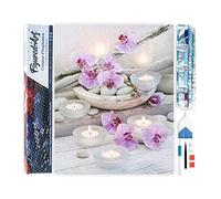 Figured'Art Diamond Painting Kit completo - Cuadro 40x50cm de Pintura de Diamante - Lienzo entero enrollado con diamantes de imitación cuadrados - Flores y velas - 5D DIY Manualidades Adultos