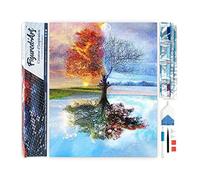 Figured'Art Diamond Painting Kit completo - Cuadro 40x50cm de Pintura de Diamante - Lienzo entero enrollado con diamantes de imitación cuadrados - 4 estaciones de árboles 3-5D DIY Manualidades