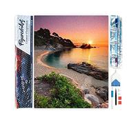 Figured'Art Diamond Painting Kit completo - Cuadro 40x50cm de Pintura de Diamante - Lienzo entero enrollado con diamantes de imitación cuadrados - La calma y Sunset Beach - 5D DIY Manualidades Adultos