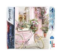 Figured'Art Diamond Painting Kit completo - Cuadro 40x50cm de Pintura de Diamante - Lienzo entero enrollado con diamantes de imitación cuadrados - Bicicleta rosada - 5D DIY Manualidades Adultos