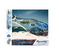 Figured'Art Diamond Painting Kit completo - Cuadro 40x50cm de Pintura de Diamante - Lienzo entero enrollado con diamantes de imitación cuadrados - Botella de Mar - 5D DIY Manualidades Adultos
