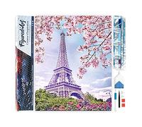 Figured'Art Diamond Painting Kit completo - Cuadro 40x50cm de Pintura de Diamante - Lienzo entero enrollado con diamantes de imitación cuadrados - Torre Eiffel en primavera - 5D DIY Manualidades
